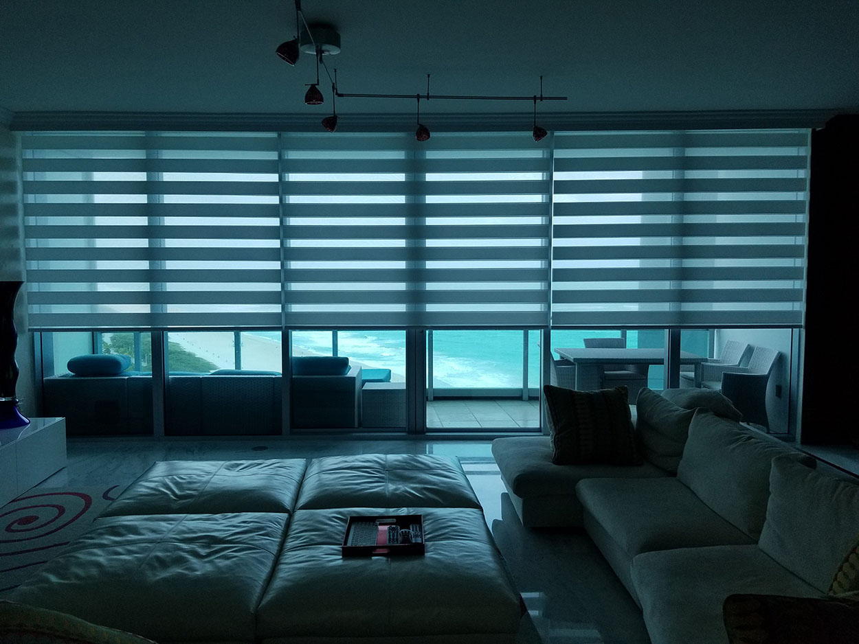 Motorized Double Roller Shades White